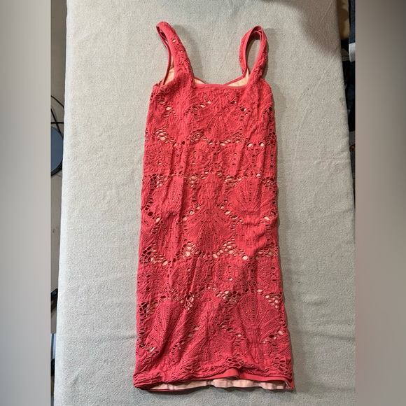 Free People Coral/Pink Medallion Lace Bodycon Dress - Picture 4 of 4